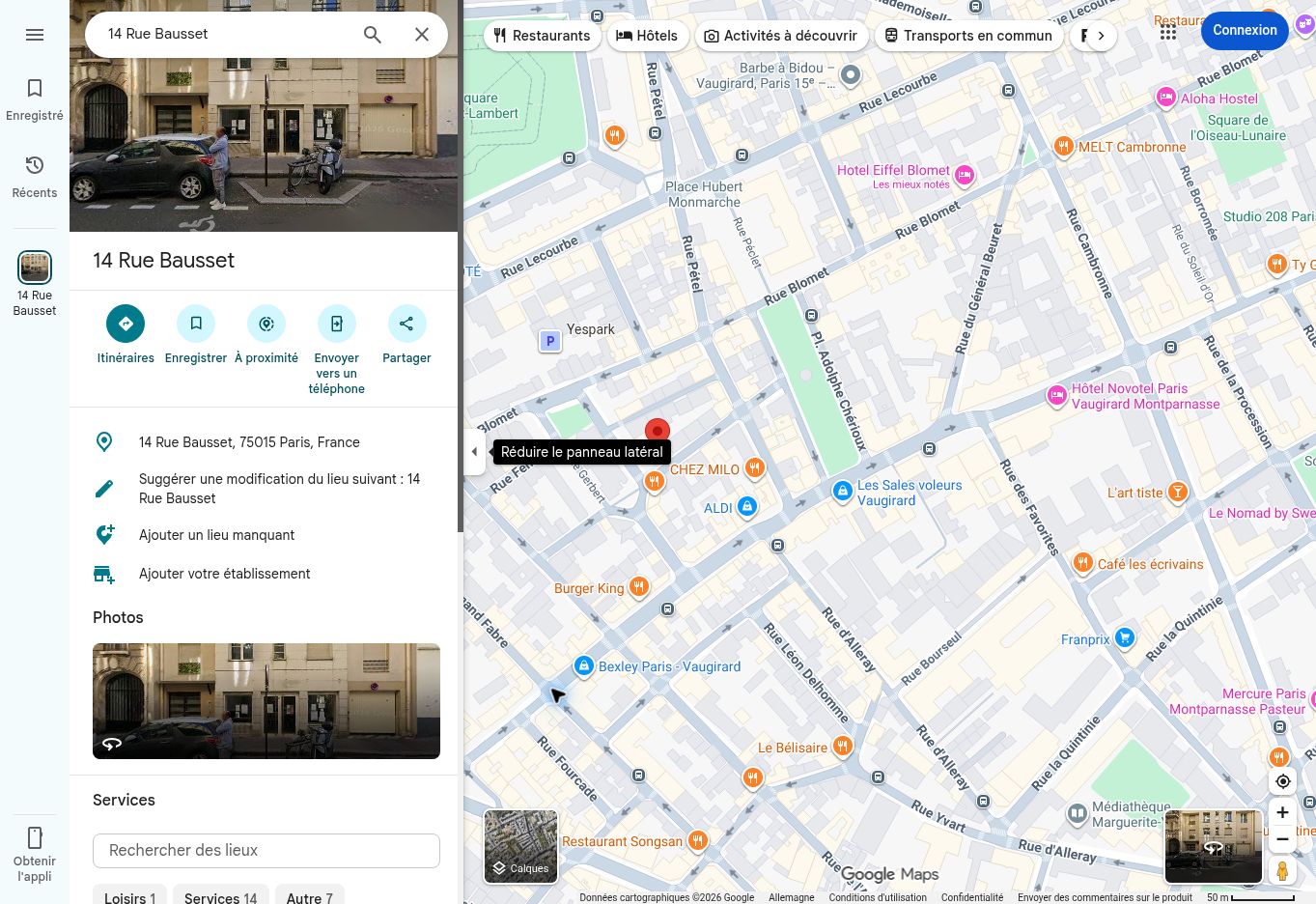 Localisation d’ERMIT Géophysique au 14 Rue Bausset, 75015 Paris